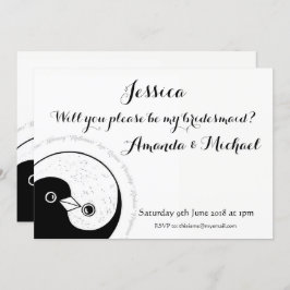 Invitación BRIDESMAID INVITE b/w palomas personalizable