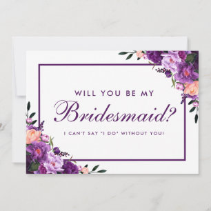 Invitación Bridesmaid PS con Floral púrpura ultrvioleta