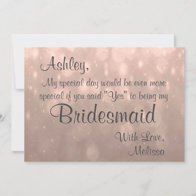 Invitación Bridesmaid | Rubor Bokeh (Anverso)