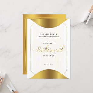 Invitación Bridesmaid Tipografía de oro moderna frontera de o