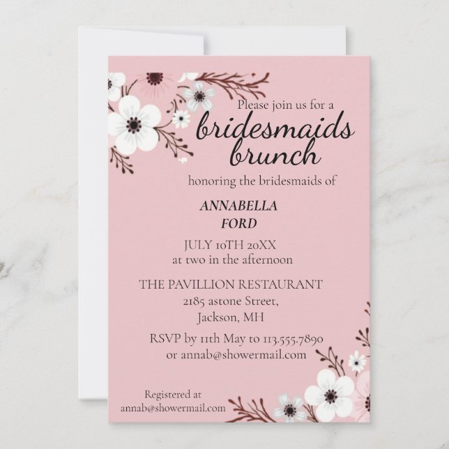 Invitación bridesmaids brunch (Anverso)