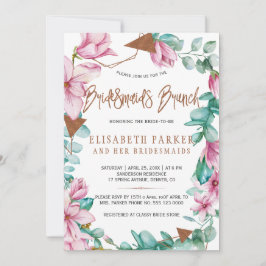 Invitación Bridesmaids brunch acuarela color rosa ducha de no