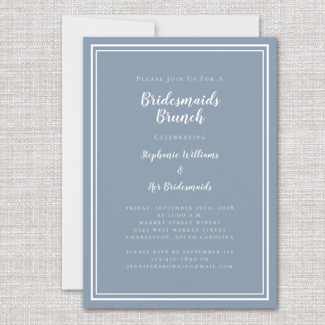 Invitación Bridesmaids Brunch Bridal Shower Dusty Blue Modern (Subido por el creador)