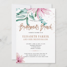 Invitación Bridesmaids brunch rosa glam floral ducha de novia