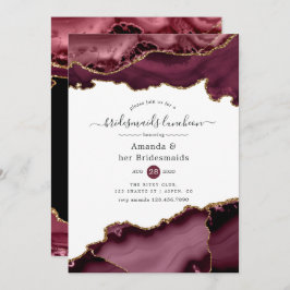 Invitación Bridesmaids de Burgundy and Gold Agate