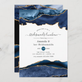 Invitación Bridesmaids de la Marina y la Agate de Oro Luncheo