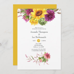 Invitación Bridesmaids de Sun y Burgundy Plum Floral Luncheon