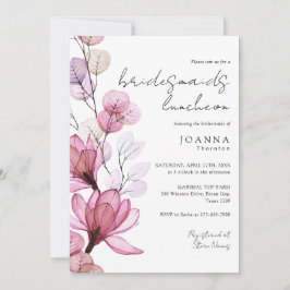 Invitación Bridesmaids Floral Rosa Dusty Transparente Luncheo