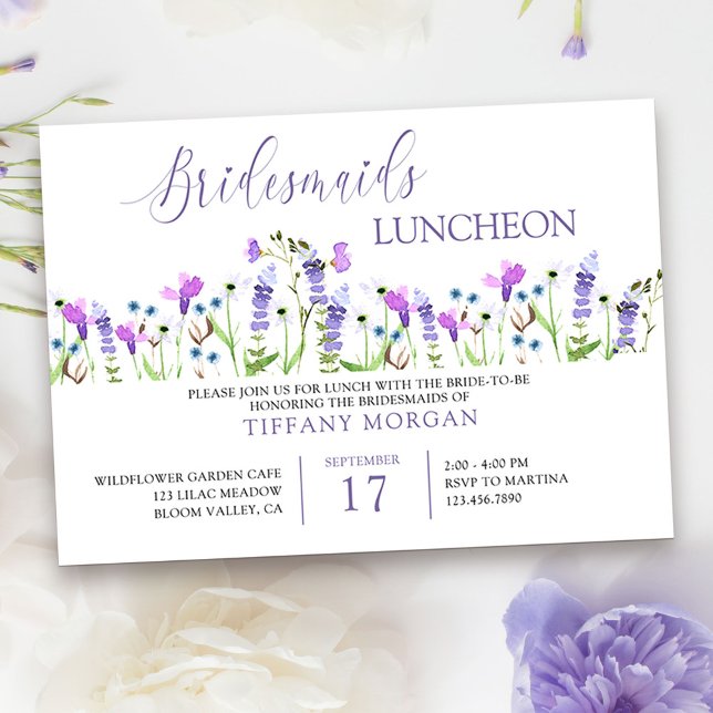 Invitación Bridesmaids Luncheon Bonito Purple Wildflower (Bridal Shower Invitation from my Purple Wildflower Collection. )