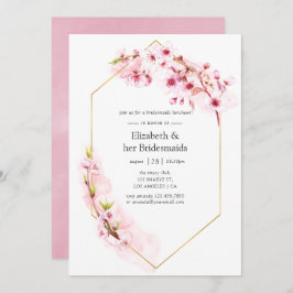 Invitación Bridesmaids Luncheon de primavera rosada geométric