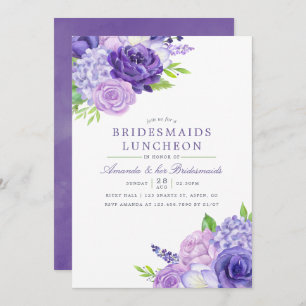 Invitación Bridesmaids Ultra Violet Watercolor Luncheon