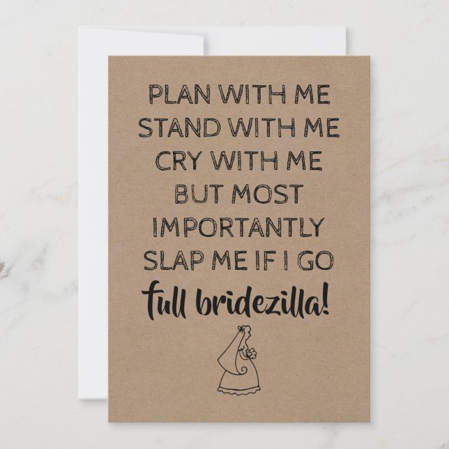 Invitación Bridezilla Funny Bridesmaid / empleada de honor (Anverso)