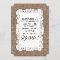 Bridezilla Funny Bridesmaid / Maid of Honor Rustic