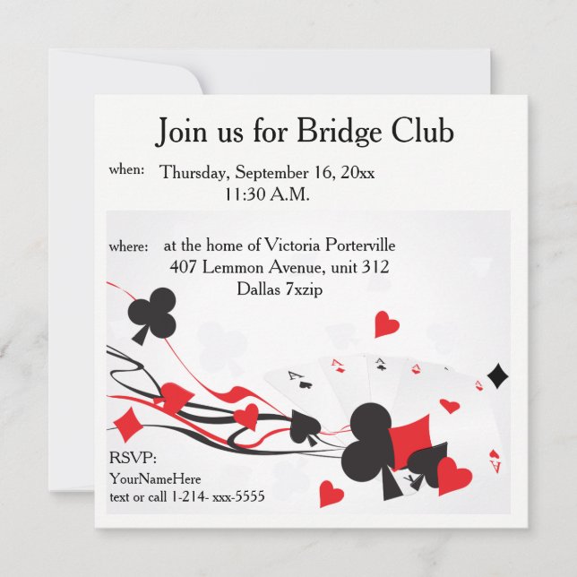 Invitación Bridge Club (Anverso)