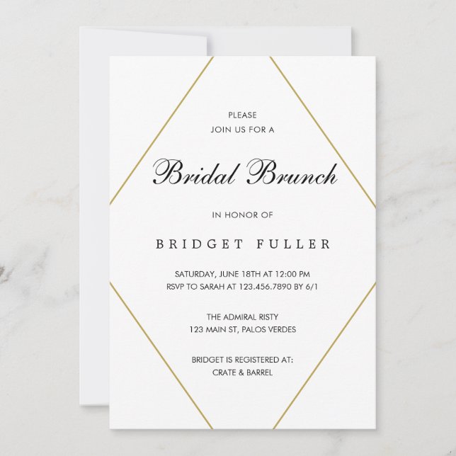 Invitación Bridget Geometric Modern Bridal Brunch (Anverso)