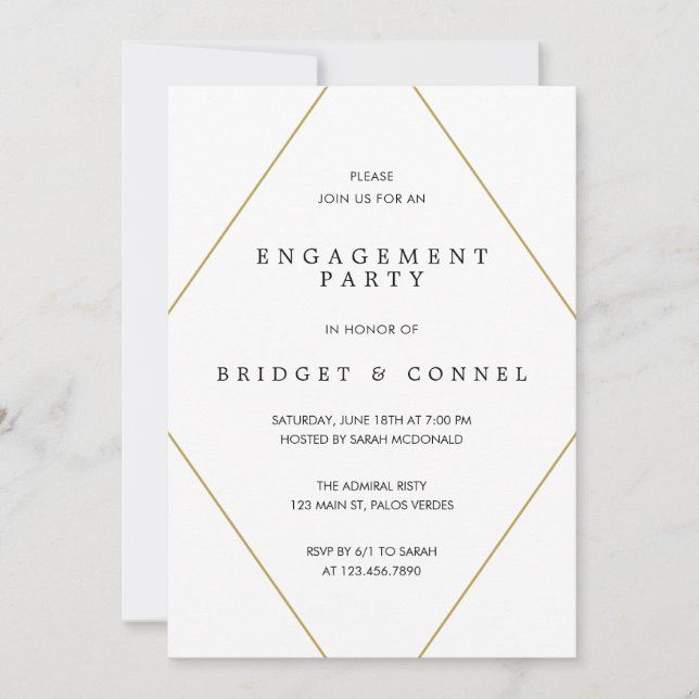 Invitación Bridget Geometric Modern Engagement Party (Anverso)