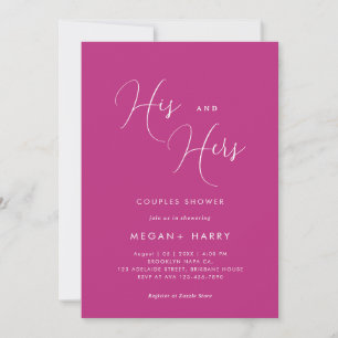 Invitación Brigada con su simple ducha de la pareja magenta