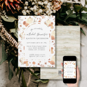 Invitación Brigada de acuarela floral Fall Foliage Pumpkin