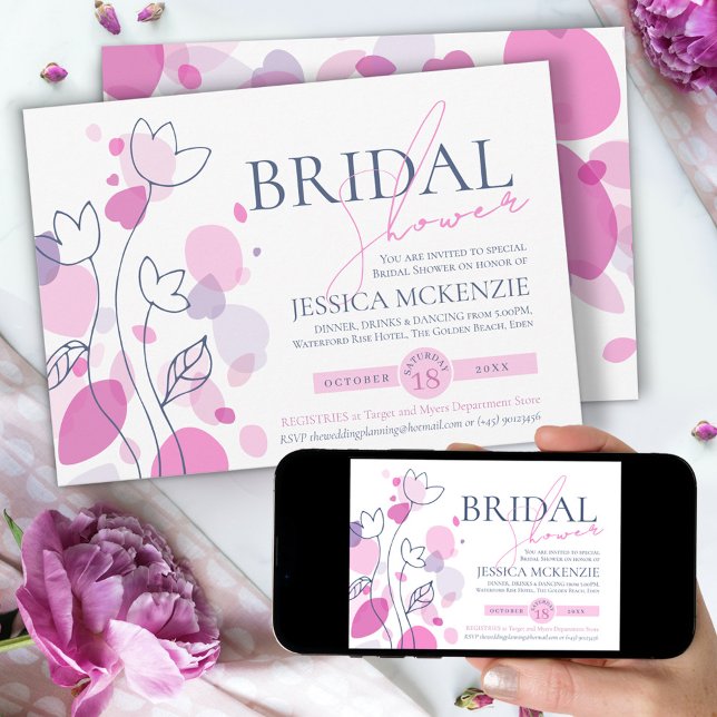 Invitación Brigada Ducha gráfico pétalos de flores modernas (Subido por el creador)