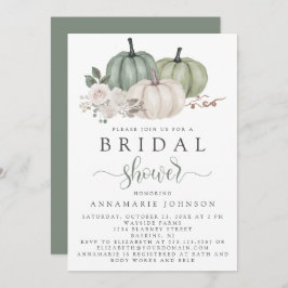 Invitación Brigada floral de calabaza blanca y verde de otoño