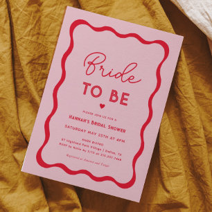 Invitación Brigada rosa y roja mareada retro para ser ducha d