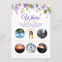 Brigada Shower Games Purple Floral Photo Card