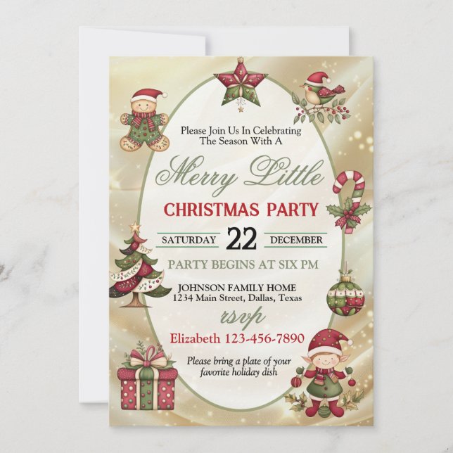 Invitación Bright and Colorful Christmas Party Invitation (Anverso)