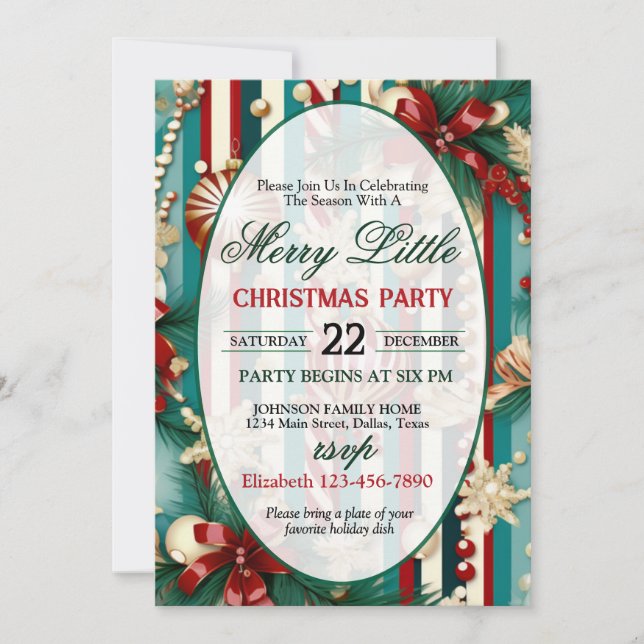 Invitación Bright and Colorful Christmas Party Invitation (Anverso)