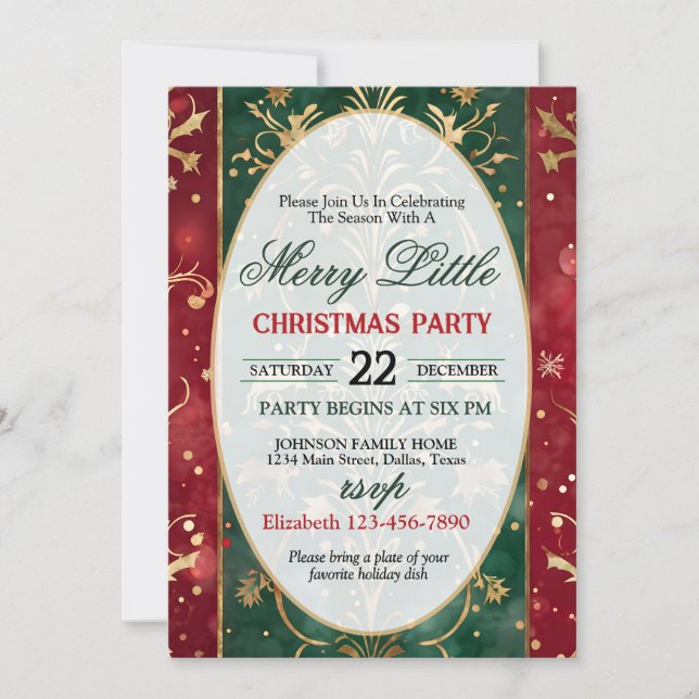 Invitación Bright and Colorful Christmas Party Invitation (Anverso)
