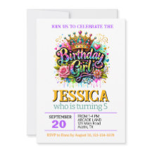 Bright and Colorful Princess Crown Birthday Girl