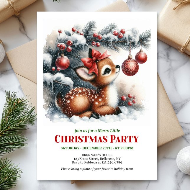 Invitación Bright baby fawn Christmas kids invite digital  (Bright baby fawn Christmas kids invite digital download card)
