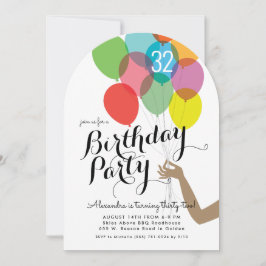 Invitación Bright Balloons Adultos Birthday Party