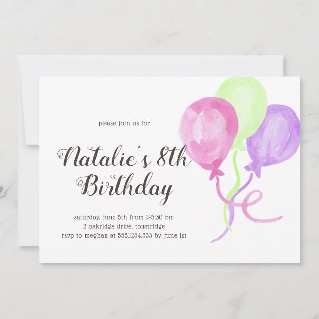 Invitación Bright Balloons | CUALQUIER FOTO DE AÑO EN LA espa (Anverso)