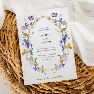Invitación Bright Boho Floral Wreath   Boda