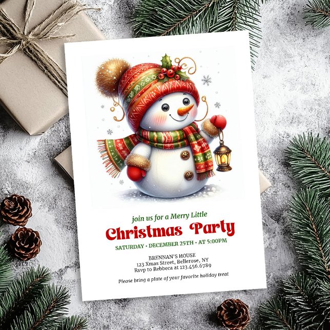 Invitación Bright Christmas snowman invite kids holiday   (Bright Christmas snowman invite kids holiday editable

)