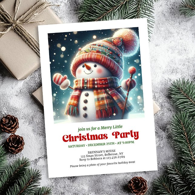 Invitación Bright Christmas snowman kids invite festive   (Bright Christmas snowman kids invite festive editable

)