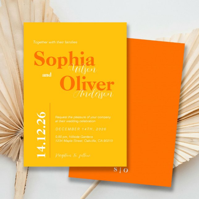 Invitación Bright Citrus Pop Boda Minimalista audaz (Subido por el creador)