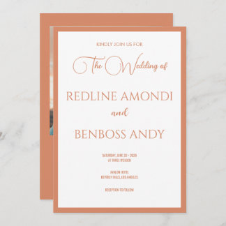 Invitación Bright Copper Elegant  Modern Calligraphy Wedding