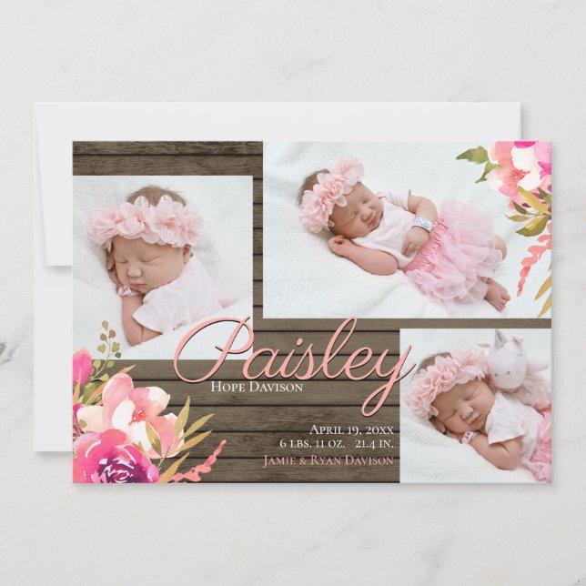 Invitación Bright Floral Barn Wood Photo (Anverso)