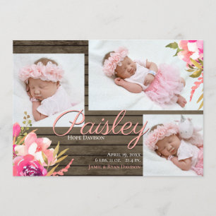 Invitación Bright Floral Barn Wood Photo