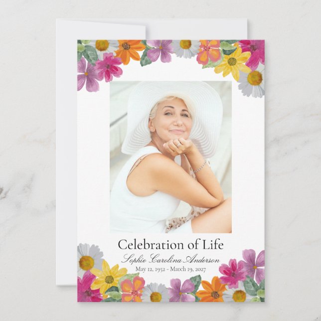 Invitación Bright Floral Celebration of Life Program (Anverso)