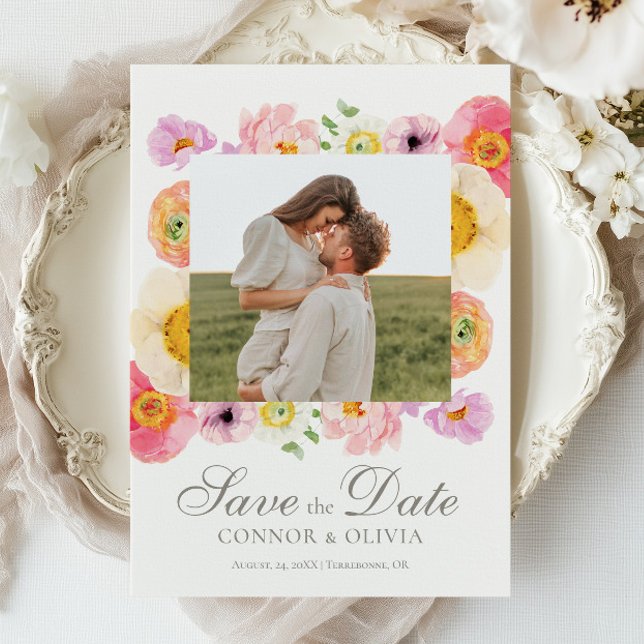 Invitación Bright Floral Save the Date Card (Subido por el creador)