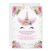 Bright Floral Unicorn Cumpleaños