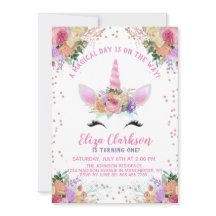 Bright Floral Unicorn Cumpleaños