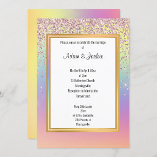 INVITACIÓN BRIGHT FUN RAINBOW SPARKLE WEDDING INVITATION