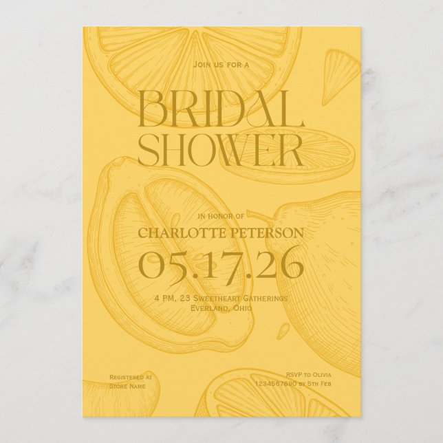 Invitación Bright Minimalist Citrus Bridal Shower invite (Anverso)