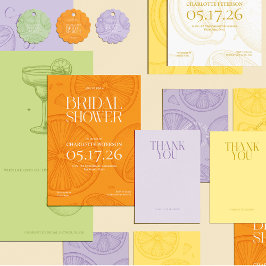 Invitación Bright Minimalist Citrus Bridal Shower invite
