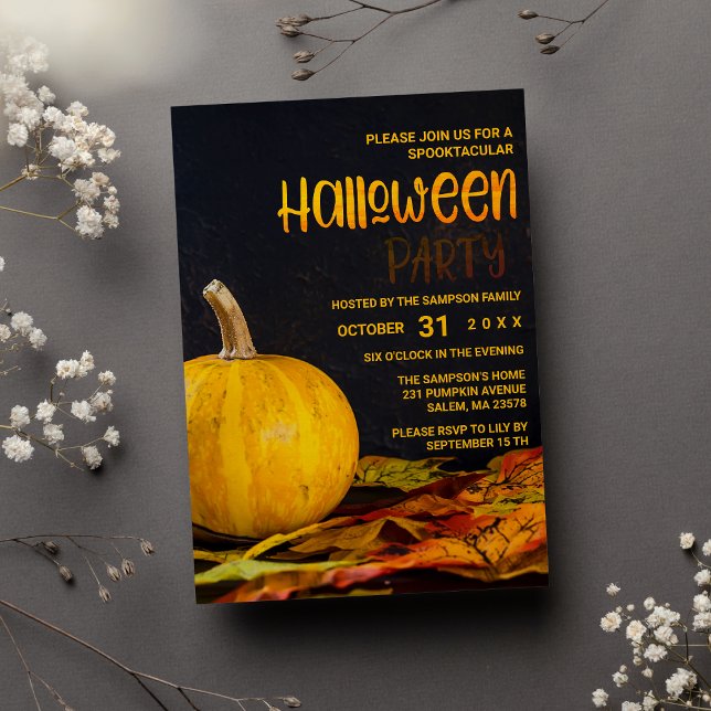 Invitación Bright orange black Yellow pumpkin Halloween Party (Bright orange black Yellow pumpkin Halloween Party)