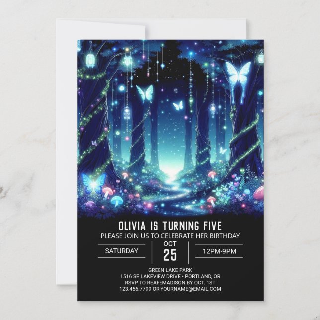 Invitación Bright Personalizado Woodland Digital Birday (Anverso)