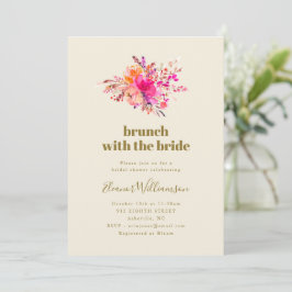 Invitación Bright Pink Watercolor Floral Bridal Shower Brunch